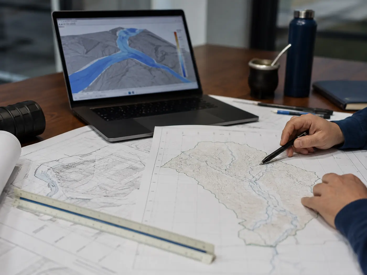 Análisis de cartografía, planos y modelación hidráulica